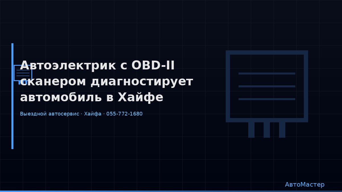 Автоэлектрик с OBD-II сканером диагностирует автомобиль в Хайфе